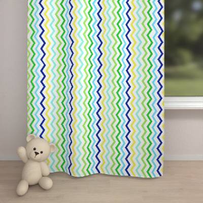 Biante Dětský bavlněný závěs Sandra SA-378 Zeleno-modro-žluté cik-cak proužky 150x140 cm