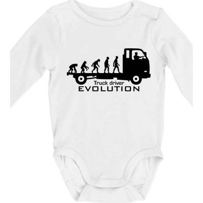 Truck driver evolution Body dojčenské s dlhým rukávom Biela
