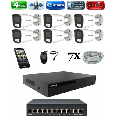 Amiko IP 6 kamerový set so switchom 4Mpix Tube 1401K6V2