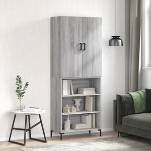 vidaXL Висок шкаф, сив сонома, 69, 5x34x180 см, инженерно дърво (3196073)