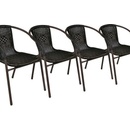 Set 4 ks polyratanová zahradní židle Garth - tmavě hnědá