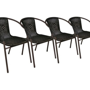 Set 4 ks polyratanová zahradní židle Garth - tmavě hnědá
