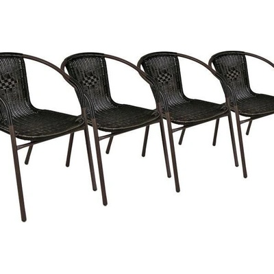 Set 4 ks polyratanová zahradní židle Garth - tmavě hnědá