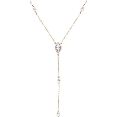 Biju Pozlacený řetízek 18k zlatem, oválky ozdobené zirkony ve tvaru písmene ypsilon 3001578