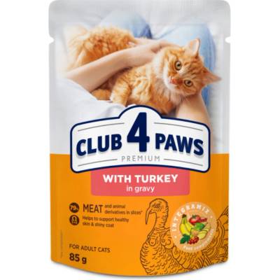 CLUB 4 PAWS Premium morčacie mäsom v omáčke 85 g
