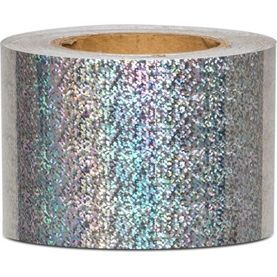 Hologramová samolepiaca páska motív 8 kolieska - šírka 10cm – strieborná