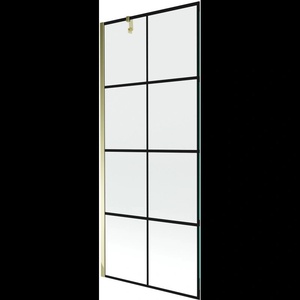 Mexen Next душ параван с една врата 80 x 150 см, черна решетка, златист - 895-080-000-00-77-50 (895-080-000-00-77-50)