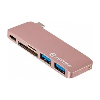 eSTUFF USB-C Slot-in Hub Rose Allure Series 2 x USB 3.0 + 1 x USB C 29W PD. 5 Gbps SD/MicroSD Card reader