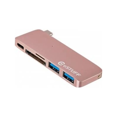 eSTUFF USB-C Slot-in Hub Rose Allure Series 2 x USB 3.0 + 1 x USB C 29W PD. 5 Gbps SD/MicroSD Card reader