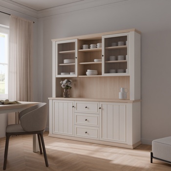 Forte Висок бюфет thirteen 183.8 см, бяло/дъб Рива (pntr731-q214)