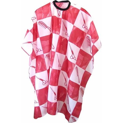 Duko Pláště Kadeřnický střihací plášť červeno-bílý
