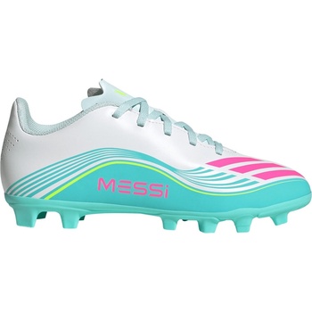 Adidas Детски футболни бутонки Adidas F50 Club Childrens Firm Ground Football Boots - Wht/Pink/Blue