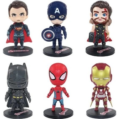 Figúrky Marvel a DC Comics Superhrdinovia 6 ks - Superman, Captain America, Thor, Iron Man, Spider-Man a Batman - Cakesicq - Cakesicq
