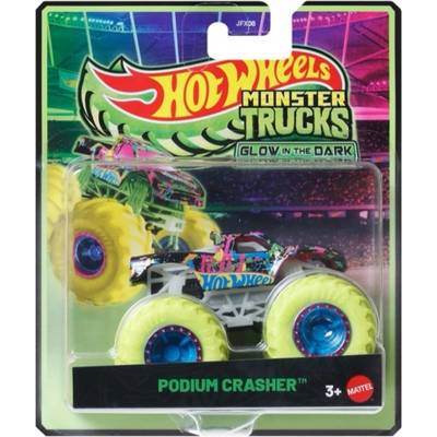 Mattel Метална количка Hot Wheels Monster Trucks Glow in the Dark - Podium Crasher, 1: 64 (JFX08)