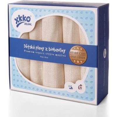 XKKO Kikko pleny z biobavlny Organic 70 x 70 cm Staré časy Natural Natural 5 ks