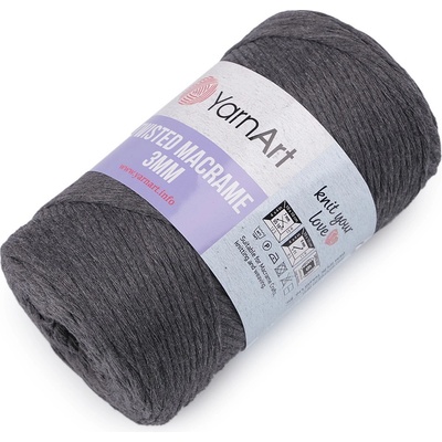 Pletací příze Twisted Macrame 250 g rozčesávací, střední, 16 (758) šedá tmavá
