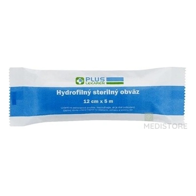 Zhejiang Hongyu Medical Commodity Co. Ltd. PLUS LEKÁREŇ Hydrofilný sterilný obväz 12 cm x 5 m, 1 ks