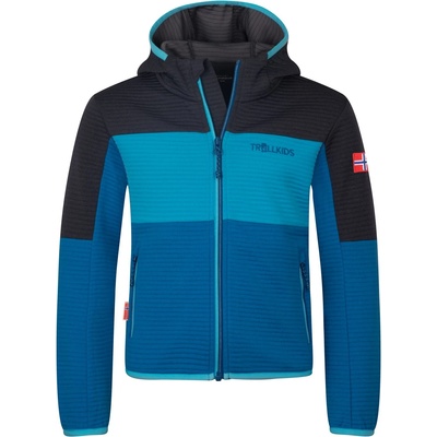TROLLKIDS Детско поларено яке Trollkids Kid's Sogndal Jacket XT Fleece jacket - Alpine Blue / Pool Blue / Black - размер 122 (EU) (703-5394-0221)