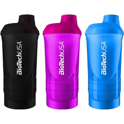 BioTech USA Šejker WAVE+ 600 ml + 350 ml, černá