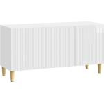 vidaXL ТВ шкаф 99 x 34, 5 x 50 см Бял гланц Инженерна дървесина (894719)