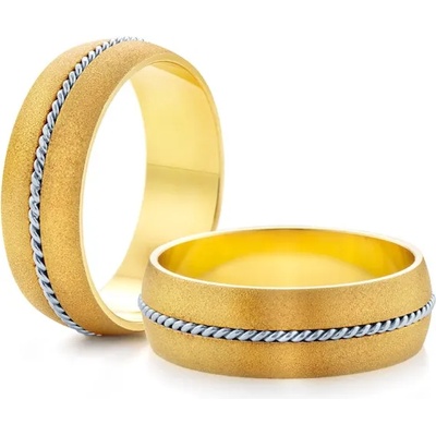 SAVICKI Сватбени халки: двуцветно злато, полукръгъл профил. 6 мм