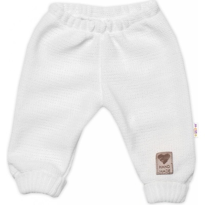 Baby Nellys Pletené dojčenské nohavice Hand Made biele