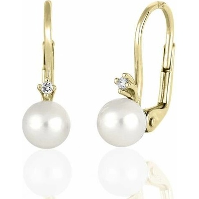 Gems, Diamantové náušnice Estelle, žluté zlato a perly, 585-38-3-0276.0Z00.0.00.HSI.641.08