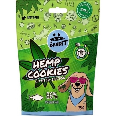 VetExpert Mr. Bandit HEMP COOKIES FISH - лакомство за куче, конопени бисквитки с риба 75 гр - Полша