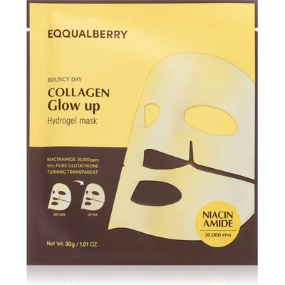 Eqqualberry Collagen Glow Up Hydrogel Mask платнена маска с озаряващ и хидратиращ ефект с гел текстура 30 гр