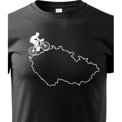 Dětské tričko pro cyklisty s mapou ČR Černá Canvas Dětské tričko Bezvatriko.cz 0319