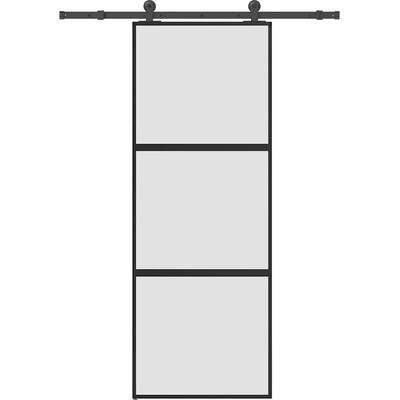 vidaXL Плъзгаща се врата с обков 76x205 см Закалено стъкло&Алуминий (3332935)