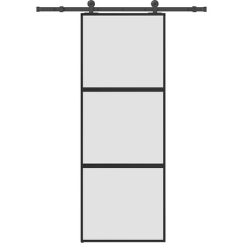 vidaXL Плъзгаща се врата с обков 76x205 см Закалено стъкло&Алуминий (3332935)