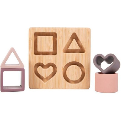 Bo Jungle Vkladačka B-Bamboo + silikónové tvary Heart Pink