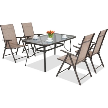 Garden Point Трапезни мебели от стомана Modena/Rosario за 4 души Garden Point, кафяви (GAP389-4)