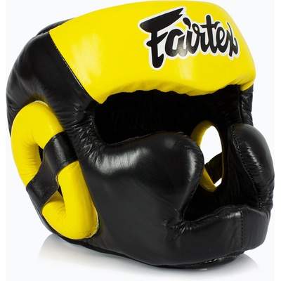 Fairtex Боксова каска Fairtex Diagonal Vision Sparring - Full Head Coverage black/yellow