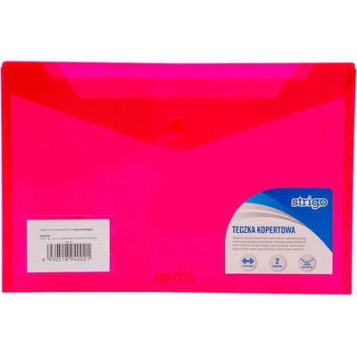 Strigo Obálka s drukem A4 PP HORIZONTAL se 2 kapsami růžová ,balení 5 ks 372366