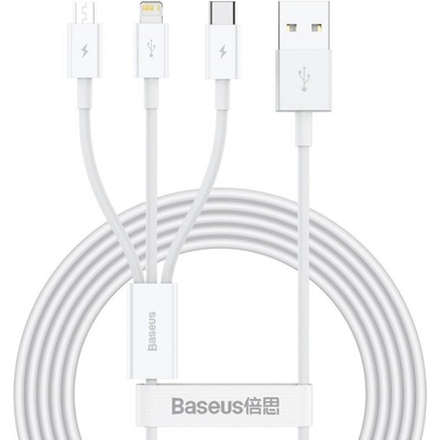 Baseus CAMLTYS-02 Superior Fast Charging Datový, 3v1 USB-C, Lightning, MicroUSB, 1,5m