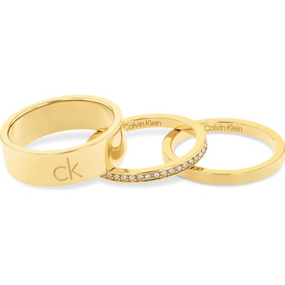 Calvin Klein Pozlátená súprava oceľových prsteňov CK Trio 35000795