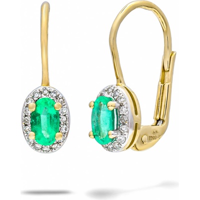 Blink-Blink jedinečné diamantové náušnice zo žltého zlata so Smaragdom 3201ZSmA