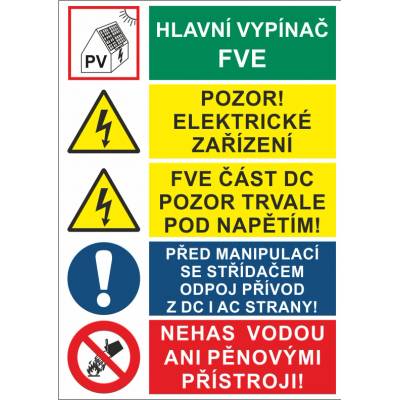 SAPRO FVE Nálepka "Sdružená tabulka na FVE", A6 FVE0833