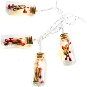 ACA Lighting LED vianočné girlanda poháre s červenými bobuľami teplá biela 2x batéria AA 160 cm