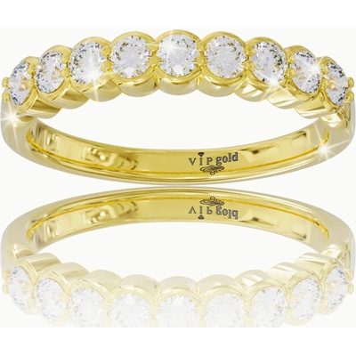 VIPgold Zlatý prsteň s bielymi zafírmi v žltom zlate R35148z S