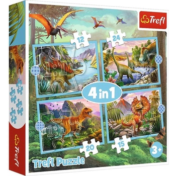 Image 1 of Trefl - Puzzle 4v1 Unique dinosaurs - 1 - 39 piese