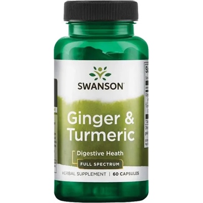 Swanson Ginger & Turmeric, 600 mg, 60 капсули, Swanson (SW1286)