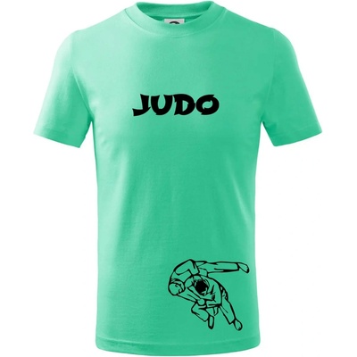 Judo nápis postavy tričko dětské bavlněné mátová