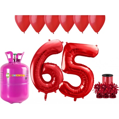 HeliumKing Helium párty set na 65. narozeniny s červenými balónky