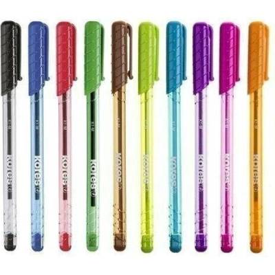 Kores Kuličkové pero K1 Pen Super Slide 1 mm - sada 10 barev(modrá, černá, červená, zelená, tyrkysová, světle zelená, fialová, růžová, oranžová, hnědá)