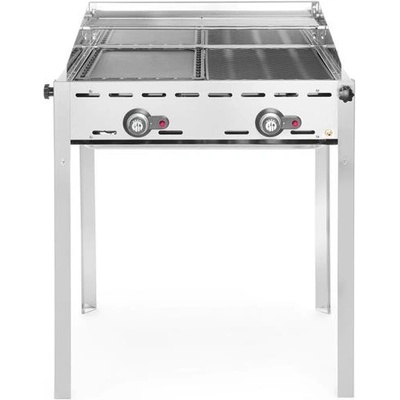 Hendi Plynový gril Green Fire 2 hořáky, Smaltovaná litinová plotýnka a mřížka o velikosti GN 1/1, 11,6kW, 740x615x(H)825mm