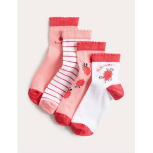 Marks & Spencer Чорапи Fun Berries, комплект 4 двойки (6 малък - 7 голям) Marks & Spencer оранжев Marks & Spencer | Oranzhev | Момичешки | 6-8+