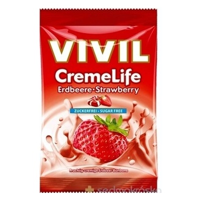 Vivil CremeLife Strawberry drops so smotanovo jahodovou príchuťou bez cukru 60 g